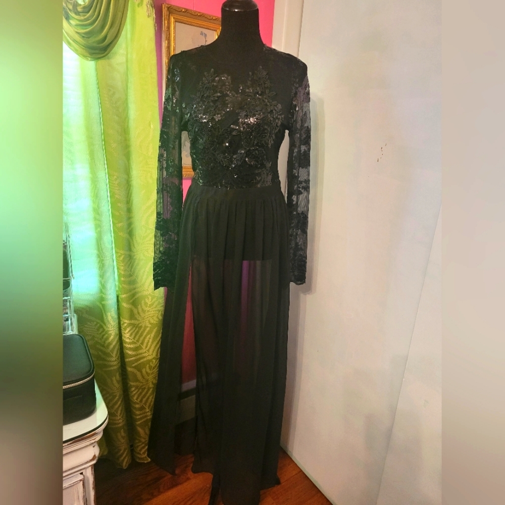 Black Lace/sheer Gown